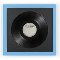 K-Möbel Schallplatten Rahmen Blau 40x40cm mit Schwarzem Passepartout für die Vinyl