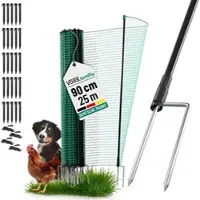 VOSS.farming classic 25m, Begrenzungszaun, Schutznetz, 90cm, 15 Pfähle, 2 Spitzen, grün, ohne Strom