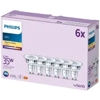 Philips Spot 35W PAR16 GU10 x6, 3,5 W, 35 W, GU10, 255 lm, 15000 h, Warmweiß