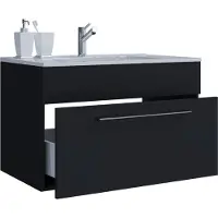 VCM 2-tlg. Waschplatz Waschtisch | Waschbecken Unterschrank Breite 80 cm | Badmöbel Set hängend mit einer Schublade | Badinos
