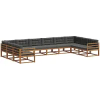 vidaXL Outdoor-Sofagarnitur mit Kissen 10 pcs Natur und Anthrazit