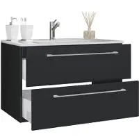 VCM 2-tlg. Waschplatz Waschtisch | Waschbecken Unterschrank Breite 80 cm | Badmöbel Set hängend mit zwei Schubladen | Badinos