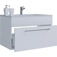 VCM 2-tlg. Waschplatz Waschtisch | Waschbecken Unterschrank Breite 80 cm | Badmöbel Set hängend mit einer Schublade | Badinos