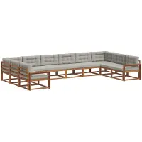 vidaXL Outdoor-Sofagarnitur 10 stk. Natürlich und Hellgrau