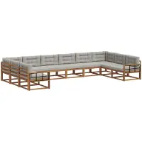 vidaXL Outdoor-Sofagarnitur 10 Stk. Natürlich und Hellgrau