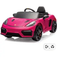 Vrooomy Porsche 718 Spyder RS Kinder Elektroauto 12V (1–5 Jahre) – Offiziell Lizenziert, mit Fernbedienung, Bluetooth & LED – Kinder Elektrofahrzeug – Rosa