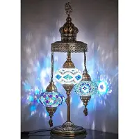 Halay Türkische Mozaik Vloerlamp - Handgemachte Marokkanische Lampe mit 3 Bollen in Multicolor - 100 cm hoch