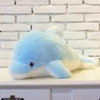 Halay Knuffel-Nachtlampe Delfin Blau 30 cm aus weichem Plüsch mit LED-Lichtern für ruhigen Schlaf