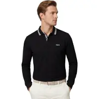 BOSS Schwarzes Poloshirt Boss Green Plisy normaler Schnitt, 3-Knopf