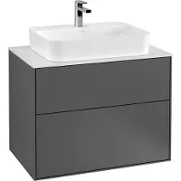 Villeroy & Boch Finion Waschtischunterschrank, 2 Auszüge, mit integrierter Beleuchtung, 800x603x501mm, Glass White Matt, G34100PD