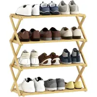 HOMCOM Schuhregal-60L x 29B x 67H cm-Naturholz | Gr.: onesize
