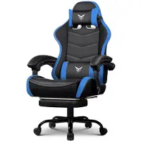 GTPLAYER Gaming Stuhl Bürostuhl Ergonomischer, Gaming Chair mit Fußstütze, verstellbare Kopfstütze und Lendenwirbelstütze, Gaming Sessel, Blau