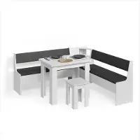 Livinity Eckbankgruppe Tiberio Weiß 180 x 180 cm mit Tisch, Model 58916