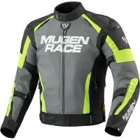 MUGENRACE Romano wasserdichte Motorrad Textiljacke, dunkelgrau/schwarz/neon-gelb, XL