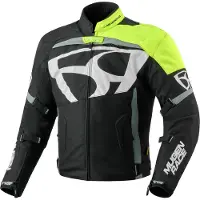 MUGENRACE Aggressore-T wasserdichte Motorrad Textiljacke, schwarz/weiß/neon-gelb, 6XL