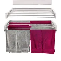 Foxydry Wand-Wäscheständer aus Aluminium für Balkon oder Terrasse, mit modernem Design - Hide 101 cm - weiß