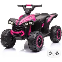 Vrooomy XC-Sport Kinderquad 12V (2–5 Jahre) – Elektro Quad mit Fernbedienung, 2 Motoren, LED & MP3 – Kinder Elektroquad Rosa
