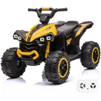 Vrooomy XC-Sport Kinderquad 12V (2–5 Jahre) – Elektro Quad mit Fernbedienung, 2 Motoren, LED & MP3 – Kinder Elektroquad Gelb