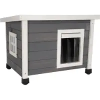 Aa Kerbl - Katzenhaus Rustica aus Holz, Grau/Weiß, 57 x 45 x 43 cm