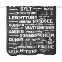 PAD Wohndecke "TYPO NORDSEE", grau (dunkelgrau), B:150cm L:200cm, Mischgewebe, Wohndecken, Wohndecke, Made in Europe, Kuscsheldecke, mit Schriftzug, 150x200 cm