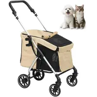 PawHut Hundewagen Polyester 80 x 48,5 x 106cm Khaki