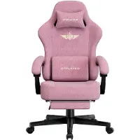 GTPLAYER Gaming Stuhl Ergonomischer Gaming Sessel Schreibtischstuhl Bürostuhl mit Stoffoberfläche Federsitzkissen, Verbindungsarmlehnen, mit Fußstütze
