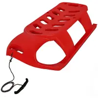 KOTARBAU Schlitten für Kinder 87 x 45 x 26 cm Kunststoff Schlitten für Erwachsene Rodel Kinderschlitten mit Metallkufen & Zugseil Stabil & Robust Rot