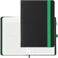 Geiger Notizbuch Color-Book, Karton Hardcover, schwarz / grün, 96 Blatt / 192 Seiten, 90 g/m2, kariert, A5