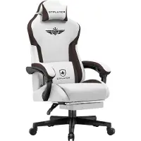 GTPLAYER Gaming Stuhl, Ergonomischer Gamer Stuhl aus Stoff mit Lendenwirbelstütze, PC-Stuhl mit verbreiterter Rückenlehne, Belastbar bis 150 kg, Braun