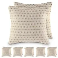 Amagohome Zierkissen 40x40cm Dekokissen 12-teilig Set 2 x 6 VE Sofakissen Baumwolle u. Jute natur