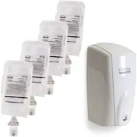 BRB-Lagertechnik BRB Hände-Desinfektionsstation 5-teilig, berührungsloser Seifenspender, weiß + 4x Händedesinfektion, Inhalt 1000 ml je Beutel