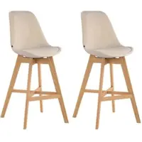 DELUKE 2er Set Barhocker DUMIR Samt Creme 48x56x112cm Barstuhl Mit Lehne Tresenhocker Tresenstuhl