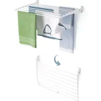 Foxydry Wand-Wäscheständer für Balkon und Terrasse, platzsparender Wäschetrockner – Fold Down 80 cm weiß