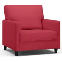 COMHOMA Relaxsessel FernsehsesselTV-Sessel für Schlafzimmer, Leseecke Seitenstuhl mit Weicher Memory-Schaum Loungesitz, Leinenbezug, Rot