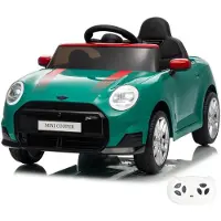 Vrooomy MINI Cooper JCW Kinder Elektroauto 12V (1–5 Jahre) – Offiziell Lizenziert, mit Fernbedienung, Bluetooth & LED – Kinder Elektrofahrzeug – Grün