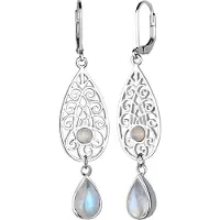 Elli Ohrringe Tropfen Ornament Orientalisch Mondstein 925 Silber Elli Weiß