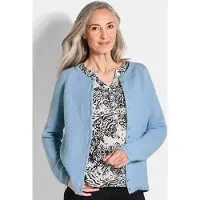 Goldner Cardigan aus Baumwolle, Rundhals in hellblau | Gr.: 50