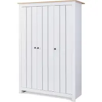 En.casa Kleiderschrank 'Vasand' mit 3 Türen 2 Kleiderstangen und 3 Fächern 175 x 120 x 52 cm Weiß/Eicheoptik