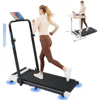 GTPLAYER Walking Pad, Laufband für Zuhaus klappbar mit LED-Anzeige und Fernbedienung, Höhenverstellbare Armlehne, Treadmill leises 1-6km/h, 2.5 PS