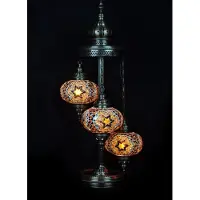 Halay Turkse Stehlampe mit 3 bunten Mosaik-Glaskugeln, handgefertigt, 100 cm hoch, orientalisches Design