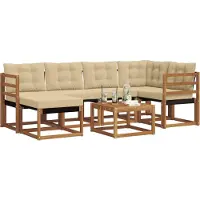 vidaXL Outdoor-Sofagarnitur 7 stk. Natur und Beige