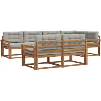 vidaXL Outdoor-Sofagarnitur 8 Stk. Natürlich und Hellgrau