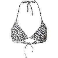 Marc O'Polo Bandeau-Bikini-Top "Millefleur", Damen, Gr. L, N-Gr, schwarz-weiß (millefleur print schwarz navy), Obermaterial: 84% Polyamid, 16% Elasthan, Bikini-Oberteile Bandeau-Bikini-Top