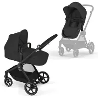 Cybex EOS Basic 2in1 Kinderwagen mit schwarzem Gestell und Gondel Moon schwarz