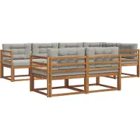 vidaXL Outdoor-Sofagarnitur 8 stk. Natürlich und Hellgrau