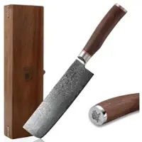 Zayiko Kurumi Damast Nakirimesser I 18 cm Klinge I Nussbaumgriff I Holzbox