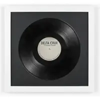 K-Möbel Schallplatten Rahmen Weiß 40x40cm mit Schwarzem Passepartout für die Vinyl