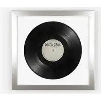 K-Möbel Schallplatten Rahmen Silber 40x40cm mit Weißem Passepartout für die Vinyl
