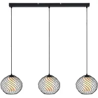 LINDBY Cedrice Pendelleuchte Black/White - , Cedrice, dimmbar, Schwarz, für Wohnzimmer, Metall, Vintage