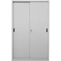 Proregal Schiebetürenschrank Mammut| 5 Ordnerhöhen | Metalltüren | HxBxT 195x120x45 cm | Grau